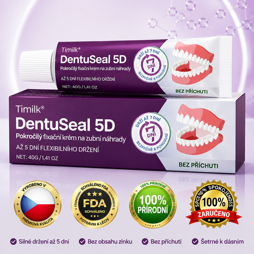 Lepicí polštářky na zubní protézu Timilk® DentuSeal 5D Advanced 🦷 Poskytují flexibilní a polstrované držení až 7 dní✅