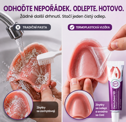 Lepicí polštářky na zubní protézu Timilk® DentuSeal 5D Advanced 🦷 Poskytují flexibilní a polstrované držení až 7 dní✅