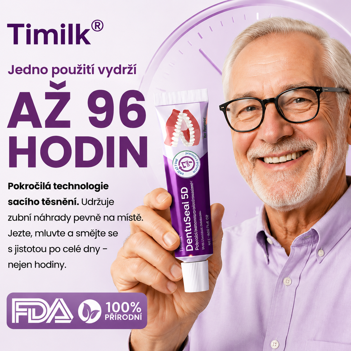 Lepicí polštářky na zubní protézu Timilk® DentuSeal 5D Advanced 🦷 Poskytují flexibilní a polstrované držení až 7 dní✅