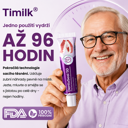 Lepicí polštářky na zubní protézu Timilk® DentuSeal 5D Advanced 🦷 Poskytují flexibilní a polstrované držení až 7 dní✅